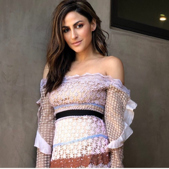 Fun multi-color, multi-fabric, LS, OTS dress - Picture 1 of 1